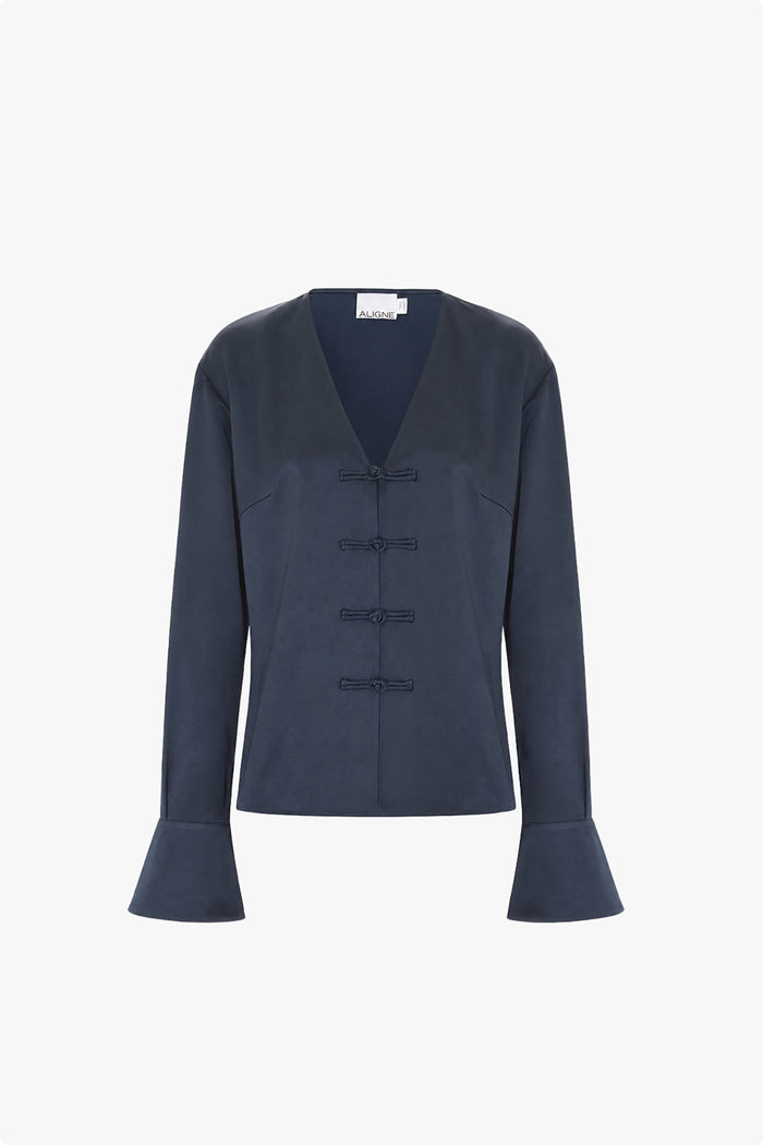Saffron Knot Fastening Satin Shirt