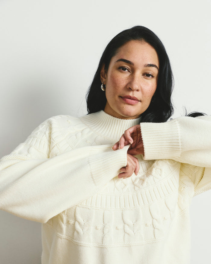 Safiya Cable Knit Sweater - Cream | Plus Size & Straight Size Women's Fashion | Universal Standard