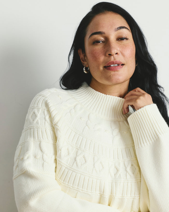 Safiya Cable Knit Sweater - Cream | Plus Size & Straight Size Women's Fashion | Universal Standard