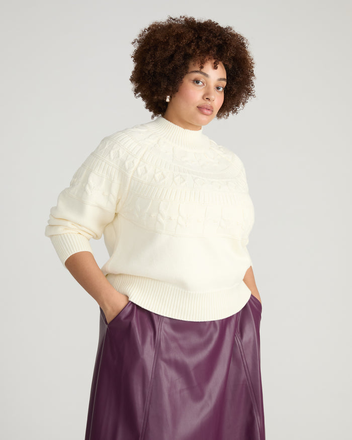 Safiya Cable Knit Sweater - Cream | Plus Size & Straight Size Women's Fashion | Universal Standard