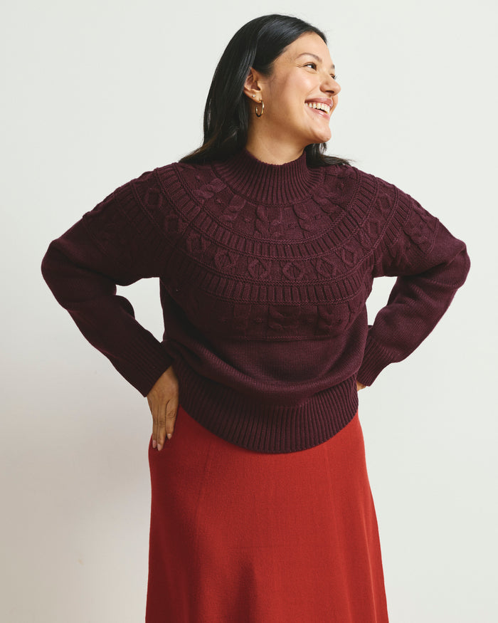 Safiya Cable Knit Sweater - Gamay | Plus Size & Straight Size Women's Fashion | Universal Standard