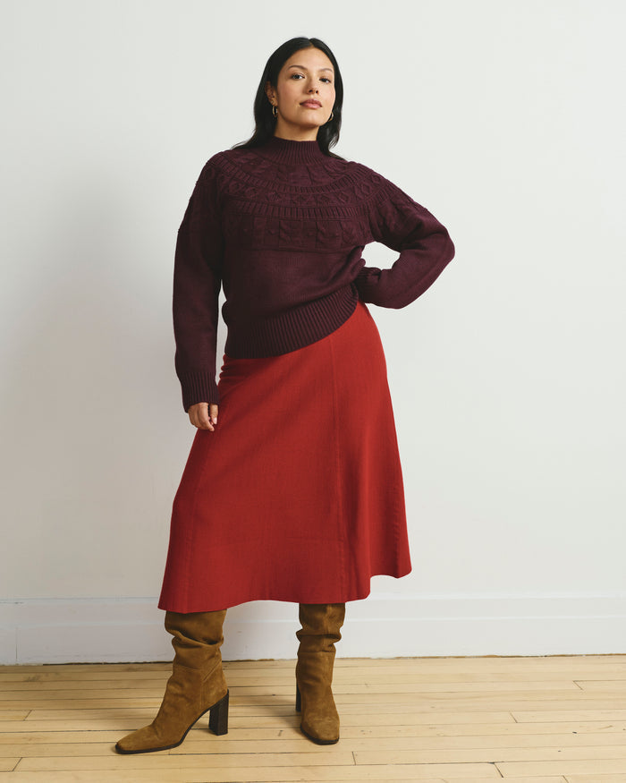 Safiya Cable Knit Sweater - Gamay | Plus Size & Straight Size Women's Fashion | Universal Standard
