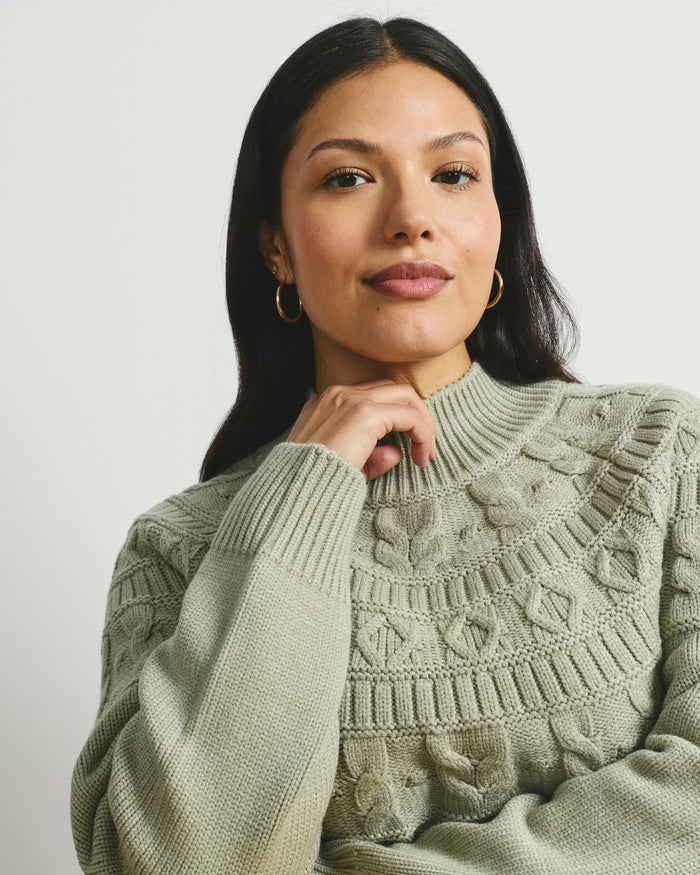 Safiya Cable Knit Sweater - Whisper of Sage | Plus Size & Straight Size Women's Fashion | Universal Standard
