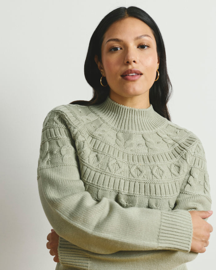 Safiya Cable Knit Sweater - Whisper of Sage | Plus Size & Straight Size Women's Fashion | Universal Standard