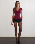 Image of Saiba Cap Sleeve Top in Cupro Dark Red