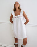 Image of Sanaly Mini Dress in Poplin White with Cherry Blossom Embroidery