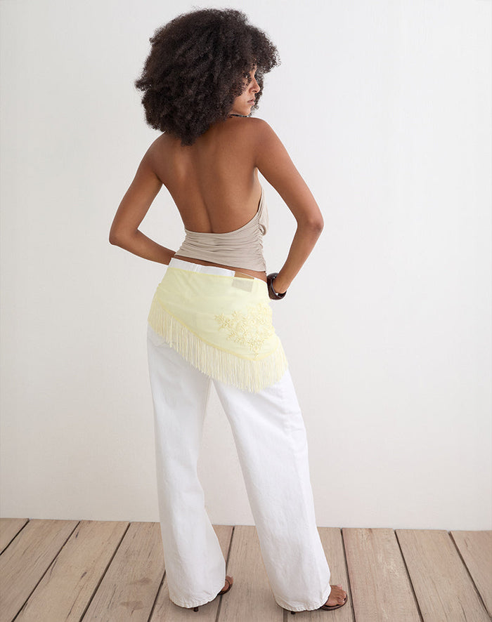 Image of Sanela Sarong in Lemon with Vintage Bloom Embroidery