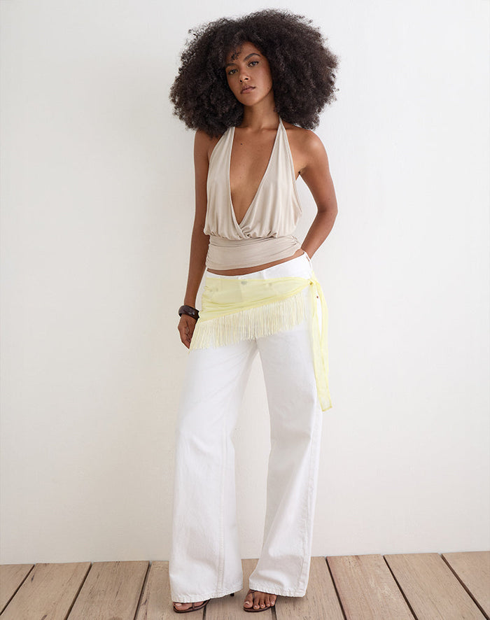 Image of Sanela Sarong in Lemon with Vintage Bloom Embroidery