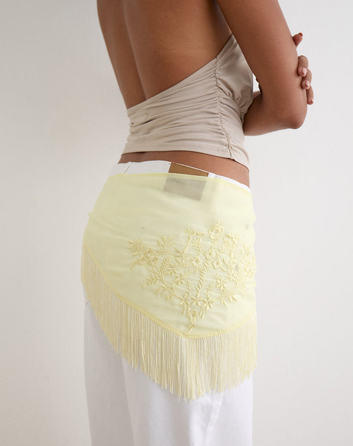 Image of Sanela Sarong in Lemon with Vintage Bloom Embroidery