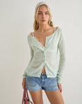 Image of Sartini Long Sleeve Top in Sheer Knit Mint