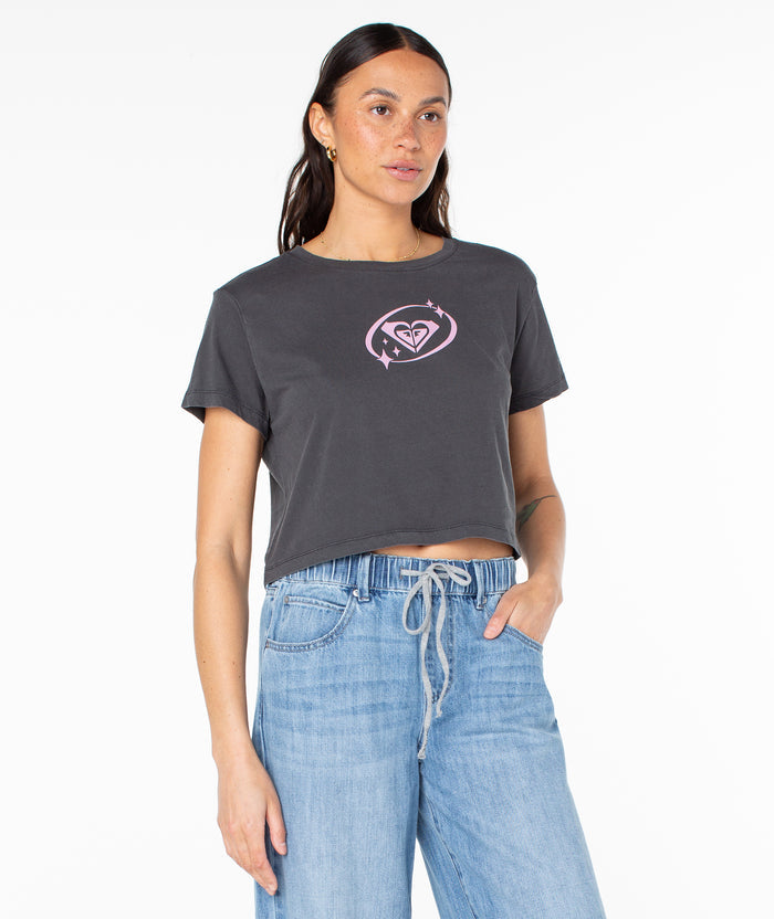 Saturn Classic Cropped Boxy Tee - Phantom - Roxy