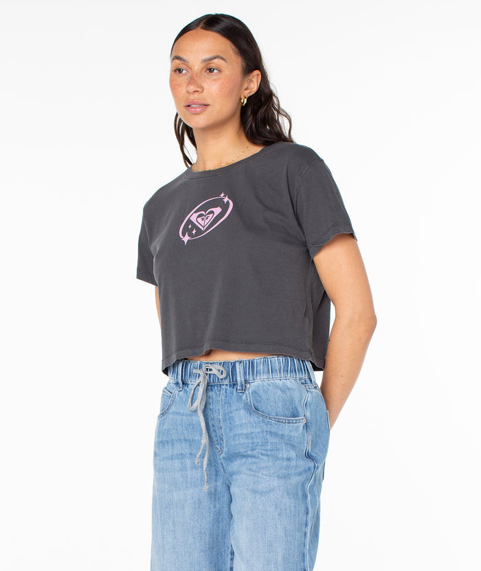 Saturn Classic Cropped Boxy Tee - Phantom - Roxy