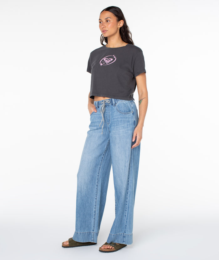 Saturn Classic Cropped Boxy Tee - Phantom - Roxy