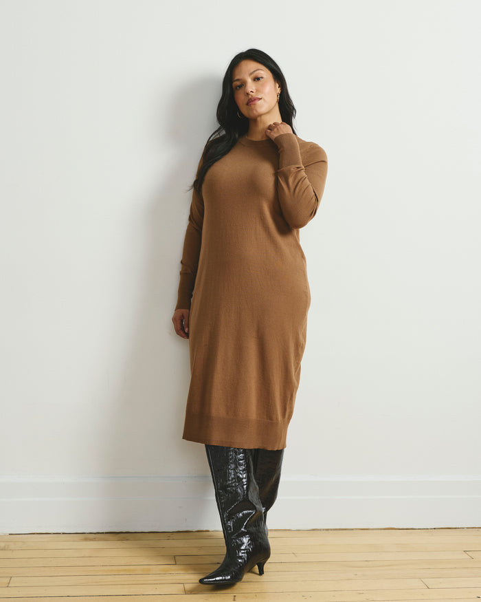 Savvy Fine Knit Everyday Sweater Dress - Classic Camel | Plus Size & Straight Size Women's Fashion | Universal Standard