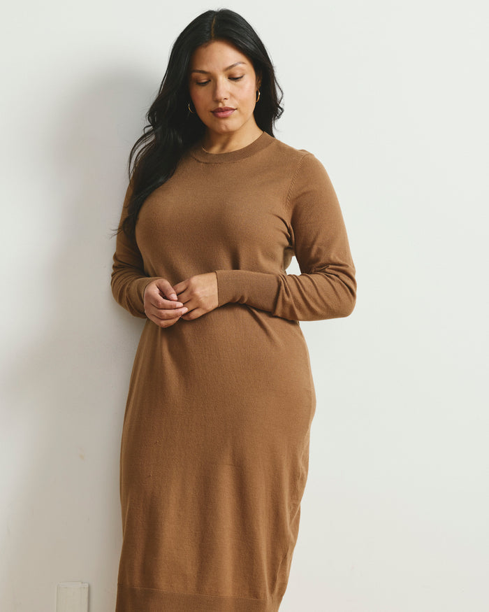 Savvy Fine Knit Everyday Sweater Dress - Classic Camel | Plus Size & Straight Size Women's Fashion | Universal Standard