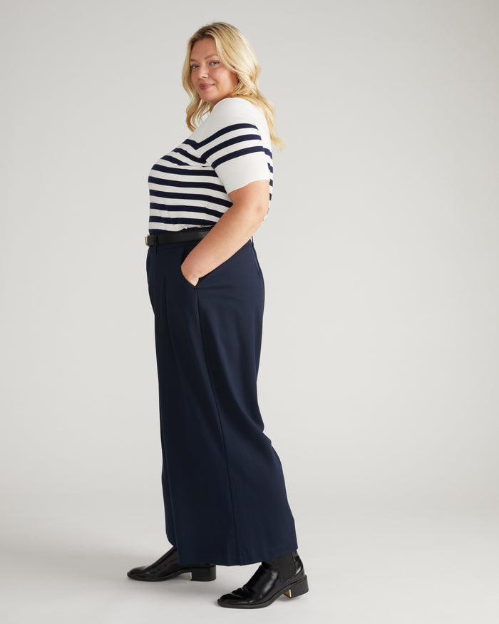 Savvy Fine Knit Sweater Top - Cream/Navy Stripes | Plus Size & Straight Size Women's Fashion | Universal Standard