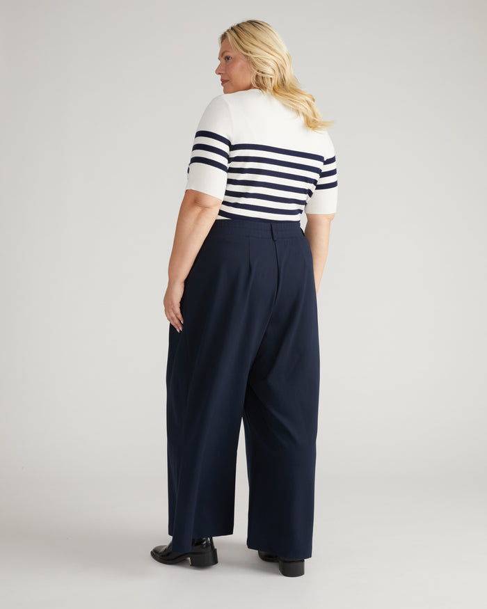 Savvy Fine Knit Sweater Top - Cream/Navy Stripes | Plus Size & Straight Size Women's Fashion | Universal Standard