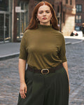 Savvy Fine Knit Turtleneck Sweater Top - Capulet Olive | Plus Size & Straight Size Women's Fashion | Universal Standard