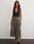 Image of Selenia Maxi Skirt in Chiffon Vintage Check Olive