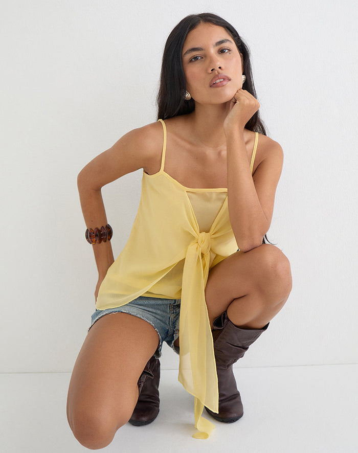 Image of Sena Top in Chiffon Pastel Yellow