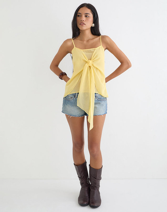 Image of Sena Top in Chiffon Pastel Yellow