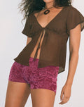 Image of Sera Micro Short in Flock Shadow Leaf Plum
