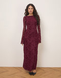 Image of Shaleed Maxi Dress in Botanical Flower Maroon