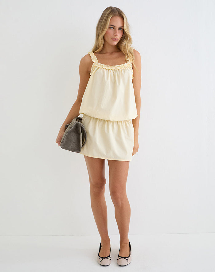 Image of Shasta Mini Dress in Poplin Buttermilk