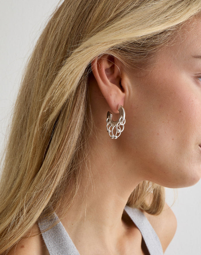 Image of Silver Chain Hoop Earrings