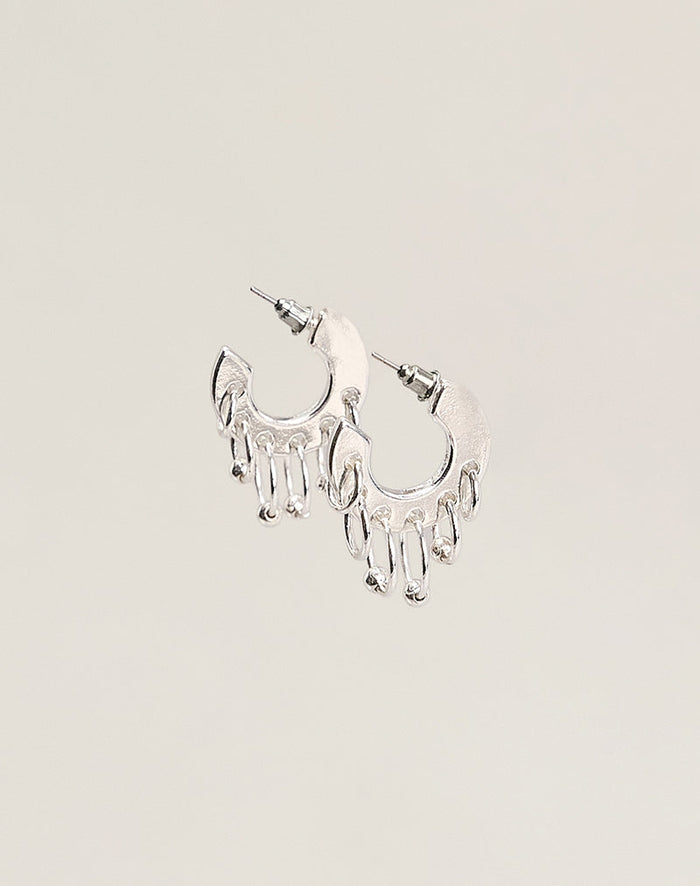 Image of Silver Chain Hoop Earrings