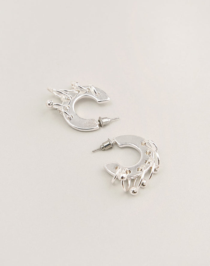 Image of Silver Chain Hoop Earrings