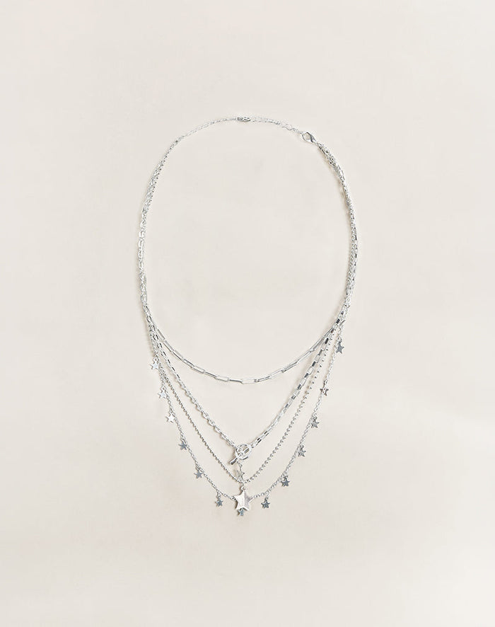 Image of Image of Silver Plated Star Layer Necklace