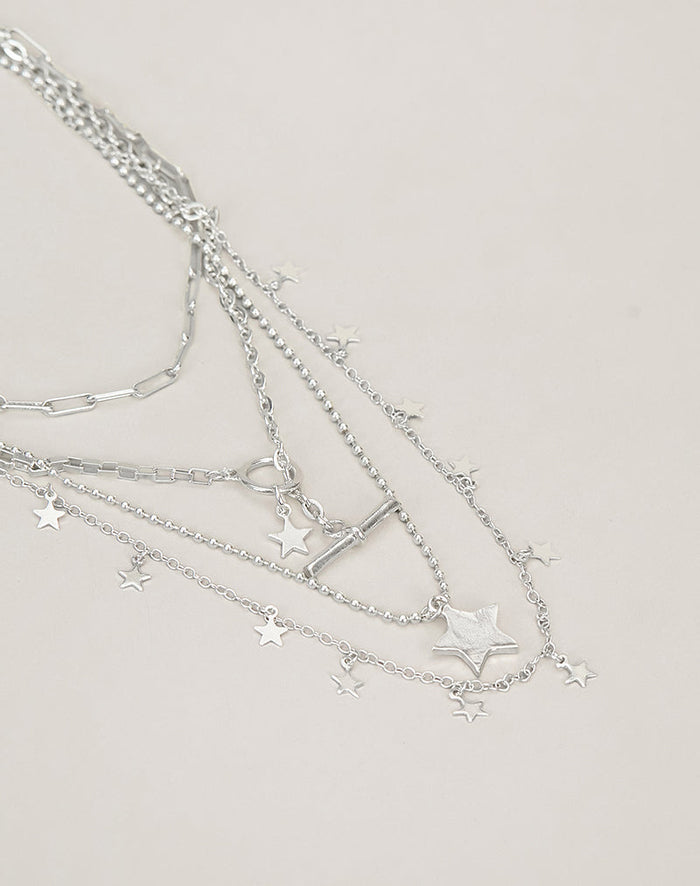Image of Image of Silver Plated Star Layer Necklace
