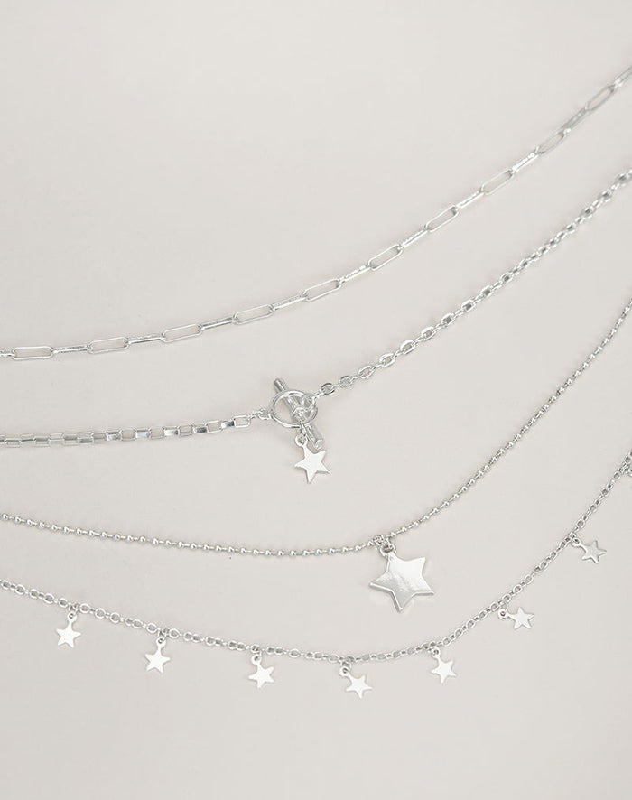 Image of Image of Silver Plated Star Layer Necklace