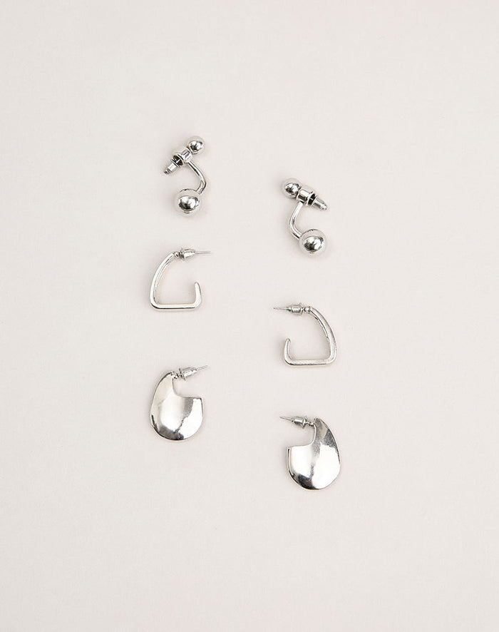 Image of Silver Plated Two Ball Earrings with a Silver Plated Hoop