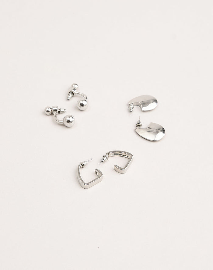Image of Silver Plated Two Ball Earrings with a Silver Plated Hoop