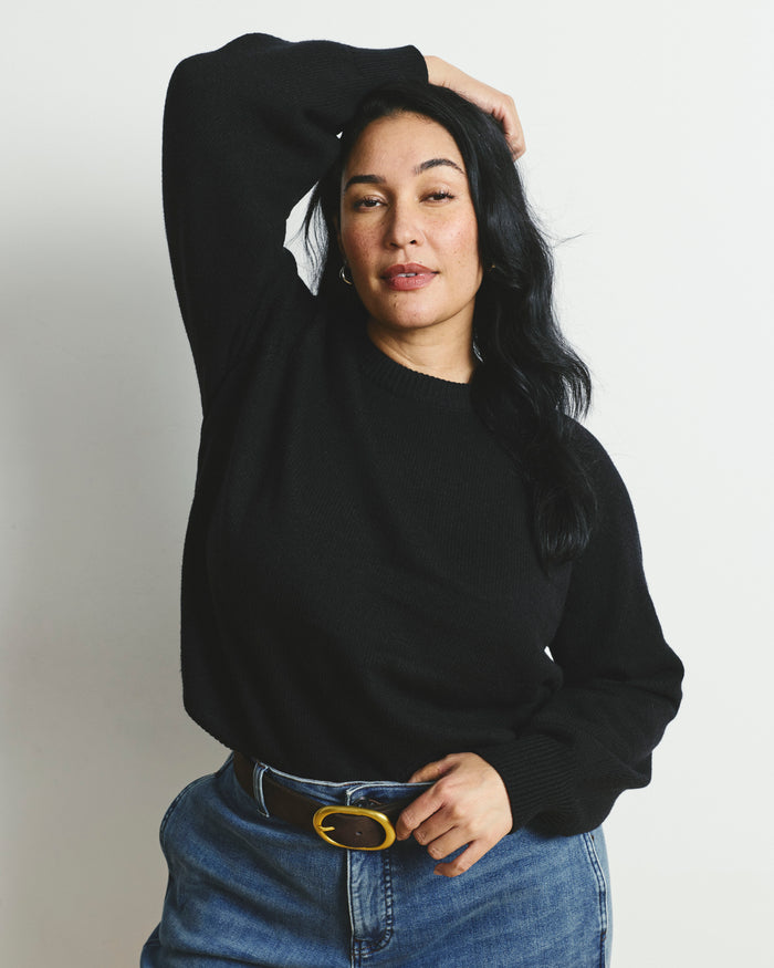 Soft Spun Long Sleeve Sweater - Black | Plus Size & Straight Size Women's Fashion | Universal Standard