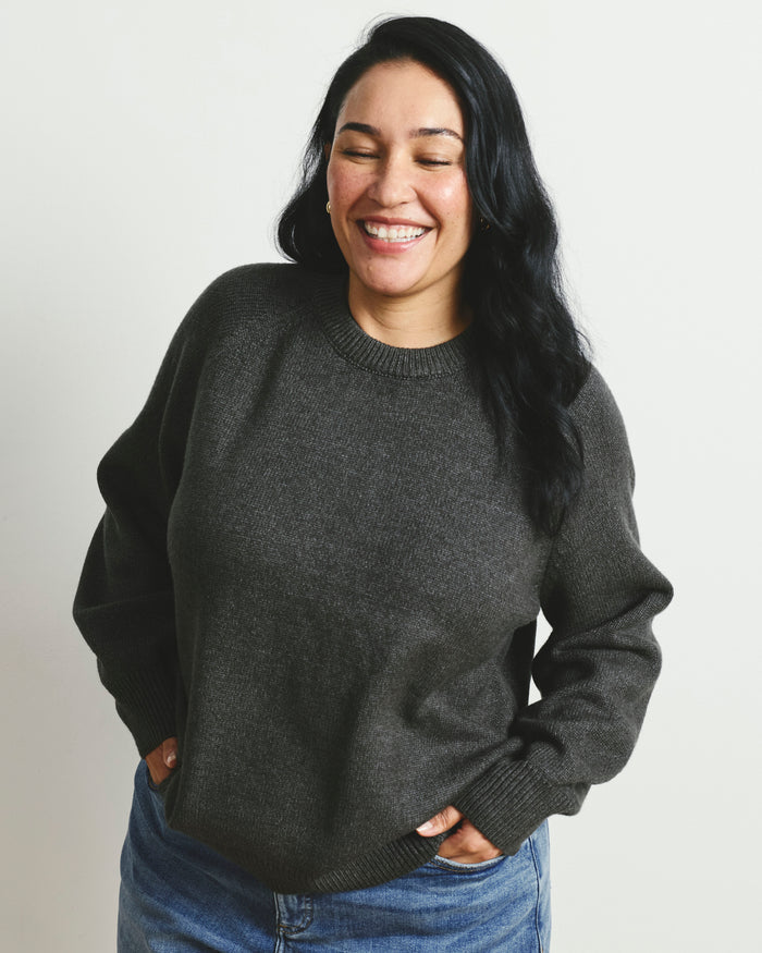 Soft Spun Long Sleeve Sweater - Dark Gray | Plus Size & Straight Size Women's Fashion | Universal Standard