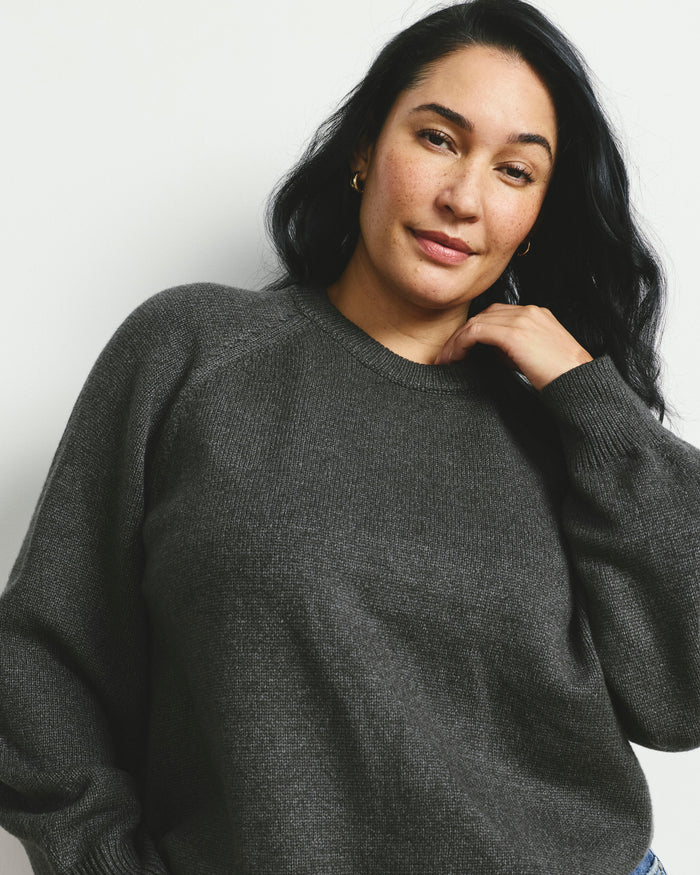 Soft Spun Long Sleeve Sweater - Dark Gray | Plus Size & Straight Size Women's Fashion | Universal Standard