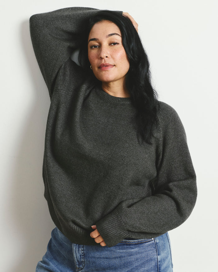 Soft Spun Long Sleeve Sweater - Dark Gray | Plus Size & Straight Size Women's Fashion | Universal Standard