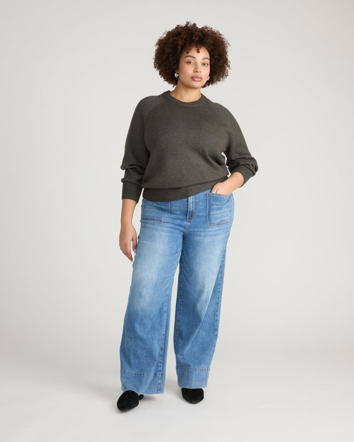Soft Spun Long Sleeve Sweater - Dark Gray | Plus Size & Straight Size Women's Fashion | Universal Standard