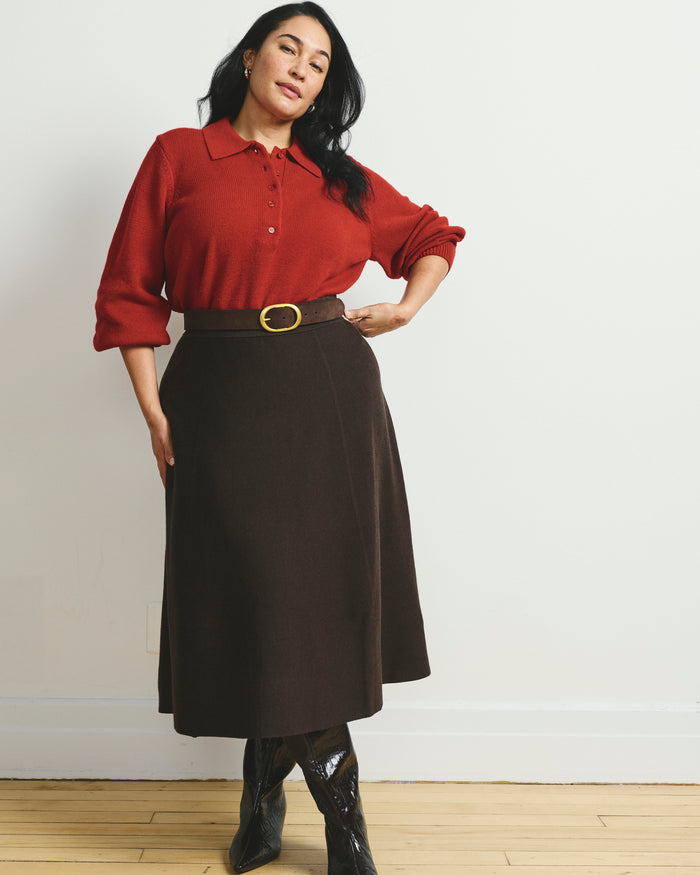 Soft Spun Polo Sweater - Autumnal Red | Plus Size & Straight Size Women's Fashion | Universal Standard