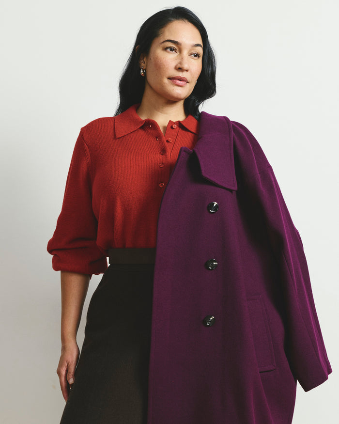 Soft Spun Polo Sweater - Autumnal Red | Plus Size & Straight Size Women's Fashion | Universal Standard