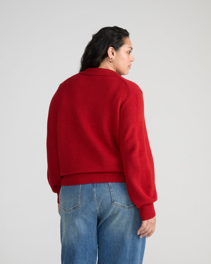 Soft Spun Polo Sweater - Autumnal Red | Plus Size & Straight Size Women's Fashion | Universal Standard