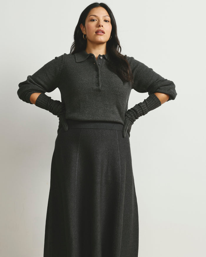 Soft Spun Polo Sweater - Dark Gray | Plus Size & Straight Size Women's Fashion | Universal Standard