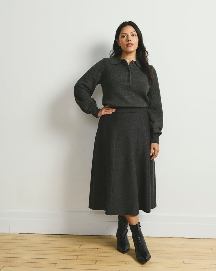 Soft Spun Polo Sweater - Dark Gray | Plus Size & Straight Size Women's Fashion | Universal Standard