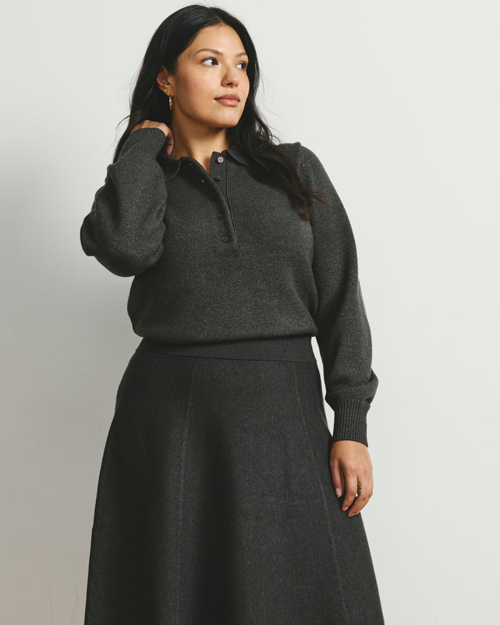 Soft Spun Polo Sweater - Dark Gray | Plus Size & Straight Size Women's Fashion | Universal Standard