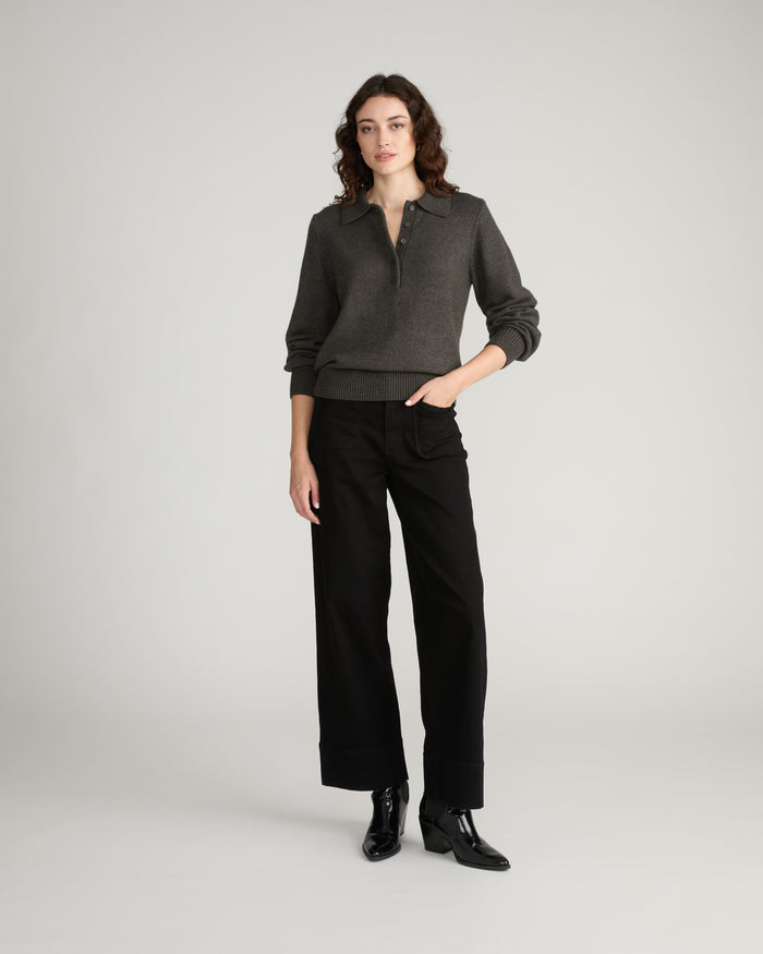 Soft Spun Polo Sweater - Dark Gray | Plus Size & Straight Size Women's Fashion | Universal Standard