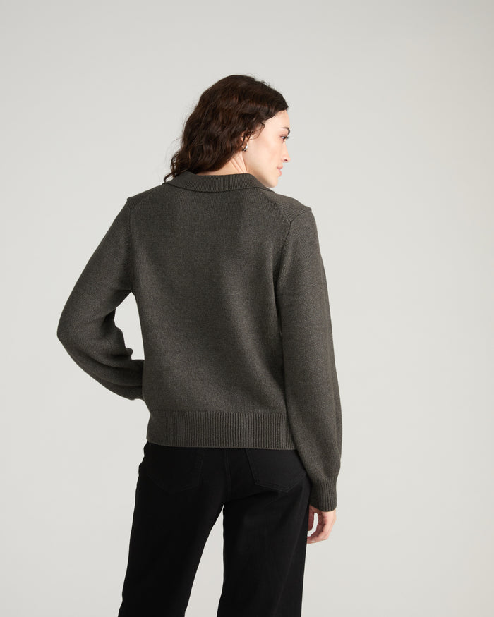 Soft Spun Polo Sweater - Dark Gray | Plus Size & Straight Size Women's Fashion | Universal Standard