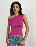 Image of Sojin Top in Lurex Pink with Eyelets